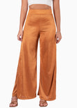 Pantalón wide leg tiro alto color naranja para mujer - Flashy