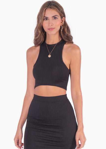 Set de falda larga y crop top halter sin mangas - LOVELLA