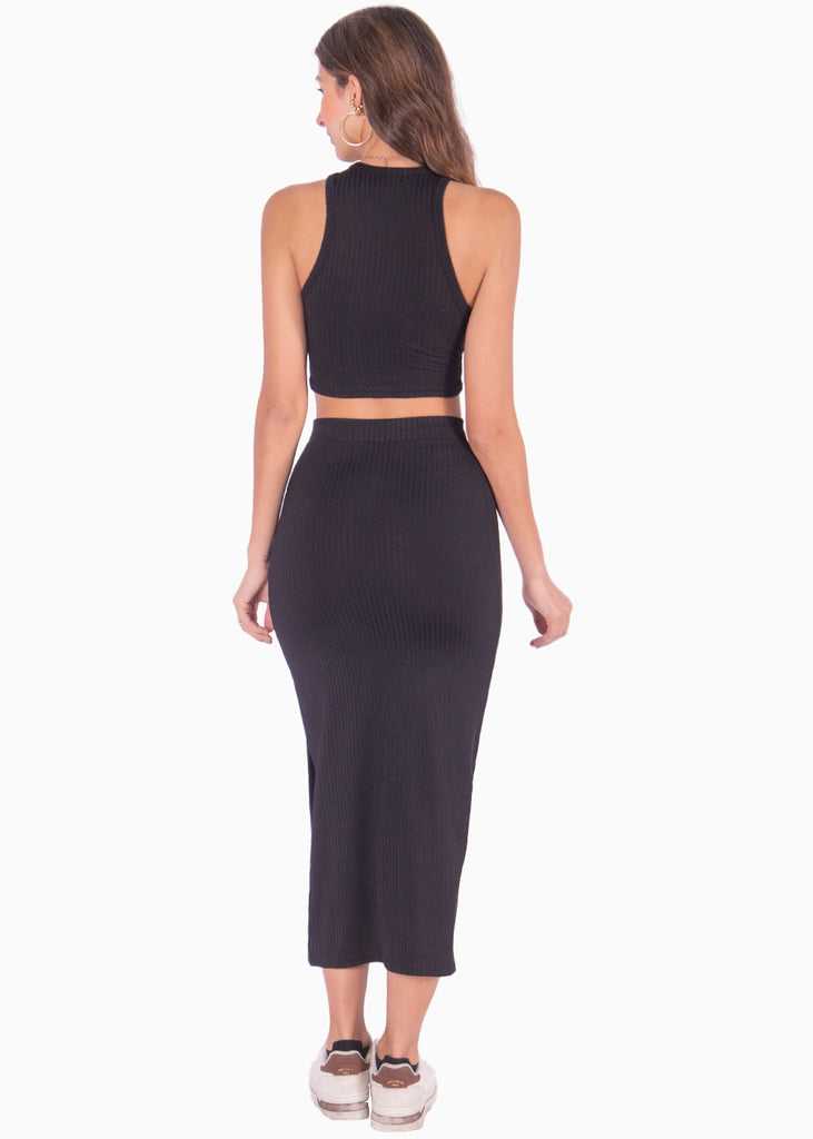 Set de falda larga y crop top halter sin mangas - LOVELLA